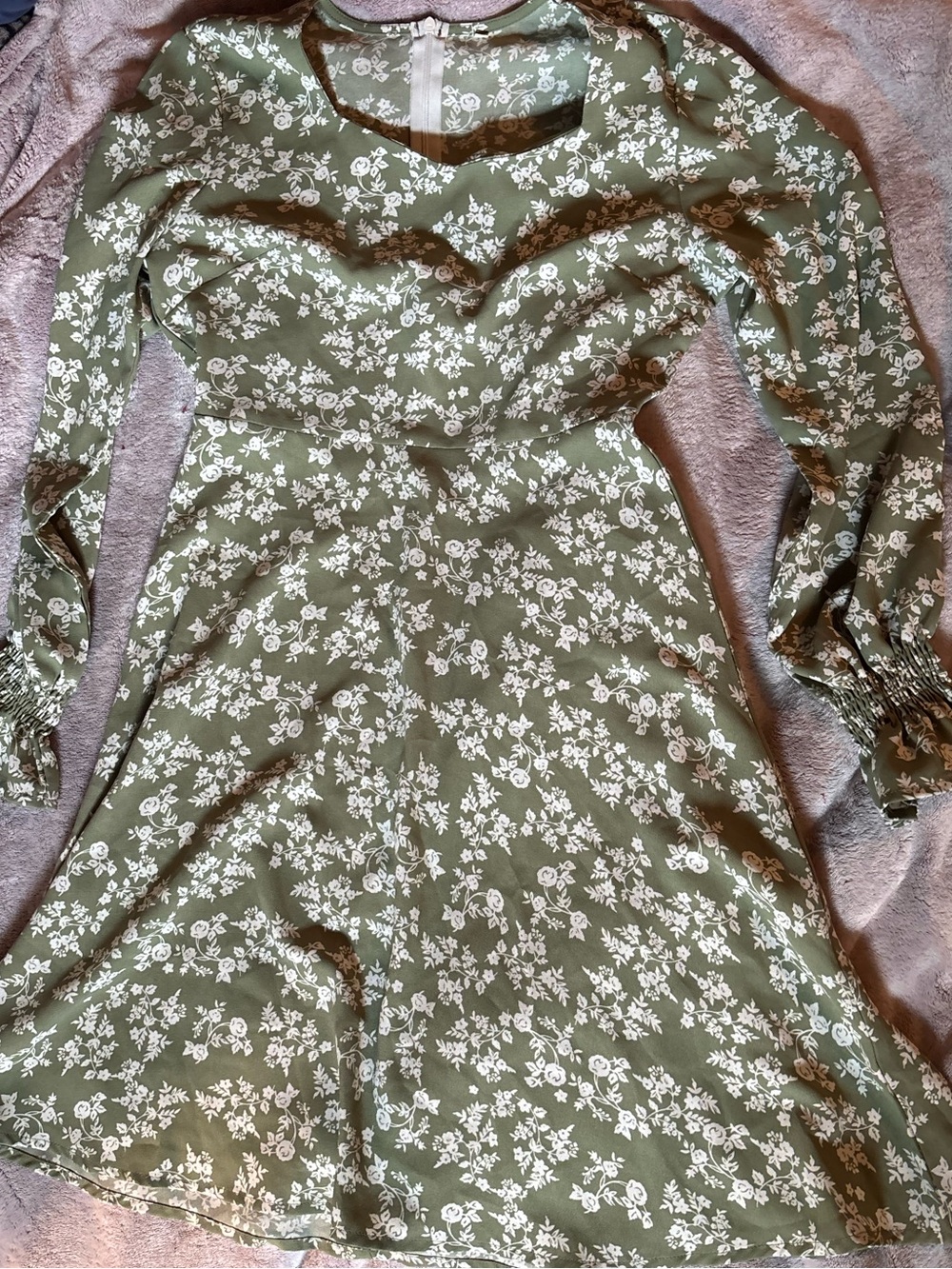 floral green lo my sleeve dress